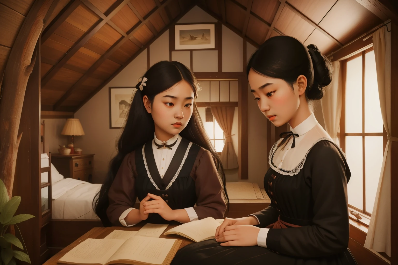 In the charming attic of a Victorian cottage in the 1880s, a fifteen-year-old Asian girl, with jet-black hair tied in a ribbon, sifts through dusty trunks filled with moth-eaten dresses and forgotten treasures from a bygone era.
