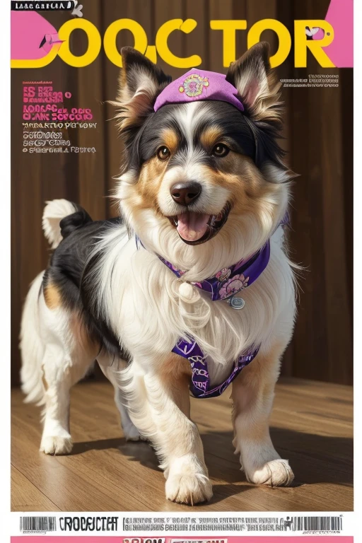 (((Magazine cover with main headlines illustration, propagandas, frases de destaque na capa da revista, Canine Cuteness is the title at the top of the magazine, Collie breed dog)))), com camiseta aberta desabotoado estilo floral havaiano, wearing seed necklace around neck, wearing 3-glasses art fold, melhor qualidade, , ar livre,((((There is a Doctor in the image, he is A professional in the field of canine health, he is analyzing a Collie or border collie dog on a table))), with very long hair and albino fur color, brincando com seus Brinquedos em um lindo quarto fofo, Dog with an expression of happiness when he sees his owner, Cachorro com boca aberta, breed dog , German dwarf spitz, Lulu of Pomerania, Maltese ,Yorkshire Terrier, lindo Maltese posando para uma foto usando roupas fofas, fofo usando vestido fofo de princesa, luxurious hat, ties, Bandanas, vestido, cores fofas, pet store scene, dog clothing colors. low angle view, eye level shot (virilha),Just huge morbid thighs, gordinhas, extremamente grossas;,rima de trabalho, melhor qualidade, (Vista frontal), (vista da minhoca'olhos), perspectiva do olho do minhoca, low angle.