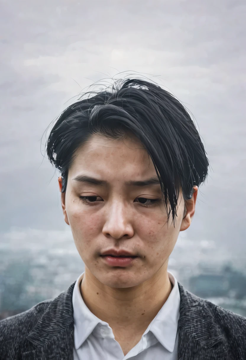 His face seemed to be shrouded in dark clouds,There is deep sadness in the eyes,As if carrying endless pain。Brow furrowed,Tie a knot that cannot be untied,Revealing inner struggle and helplessness。Tears fell down my cheeks,Silently telling the heavy sorrow。The corners of the mouth droop weakly,Outline a bitter and sad smile,The entire facial expression solidified into a sad picture,It makes people feel pity and sympathy when they see it。