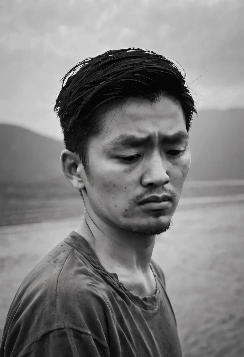 His face seemed to be shrouded in dark clouds,There is deep sadness in the eyes,As if carrying endless pain。Brow furrowed,Tie a knot that cannot be untied,Revealing inner struggle and helplessness。Tears fell down my cheeks,Silently telling the heavy sorrow。The corners of the mouth droop weakly,Outline a bitter and sad smile,The entire facial expression solidified into a sad picture,It makes people feel pity and sympathy when they see it。
