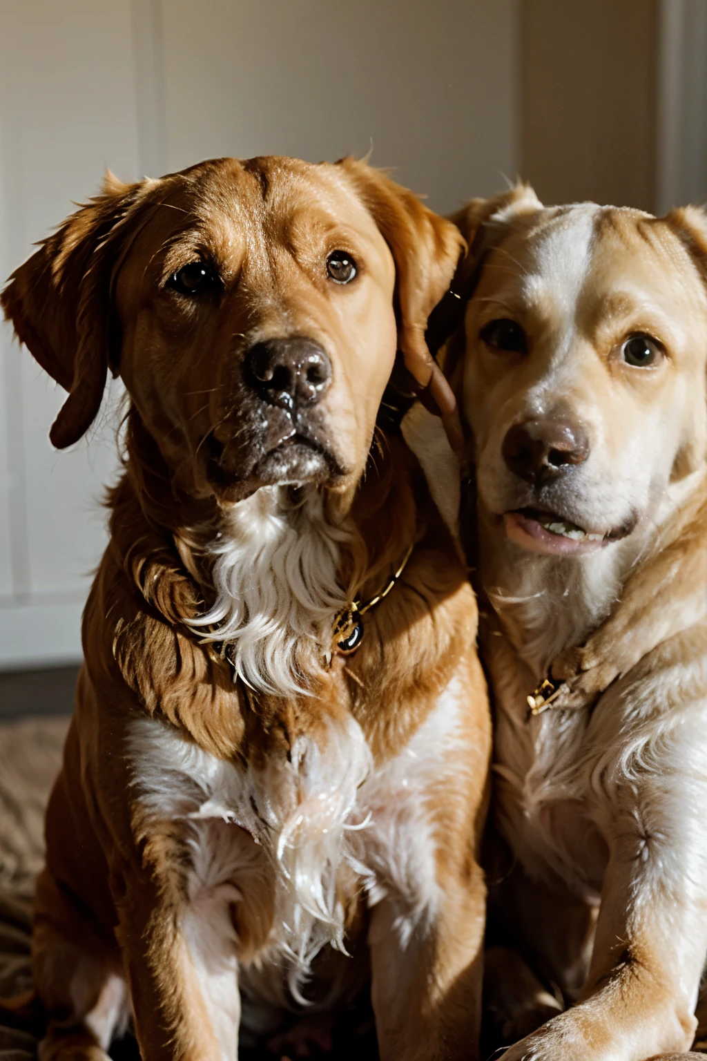 Golden colour dog with skin of Labrador and face of golden retriever