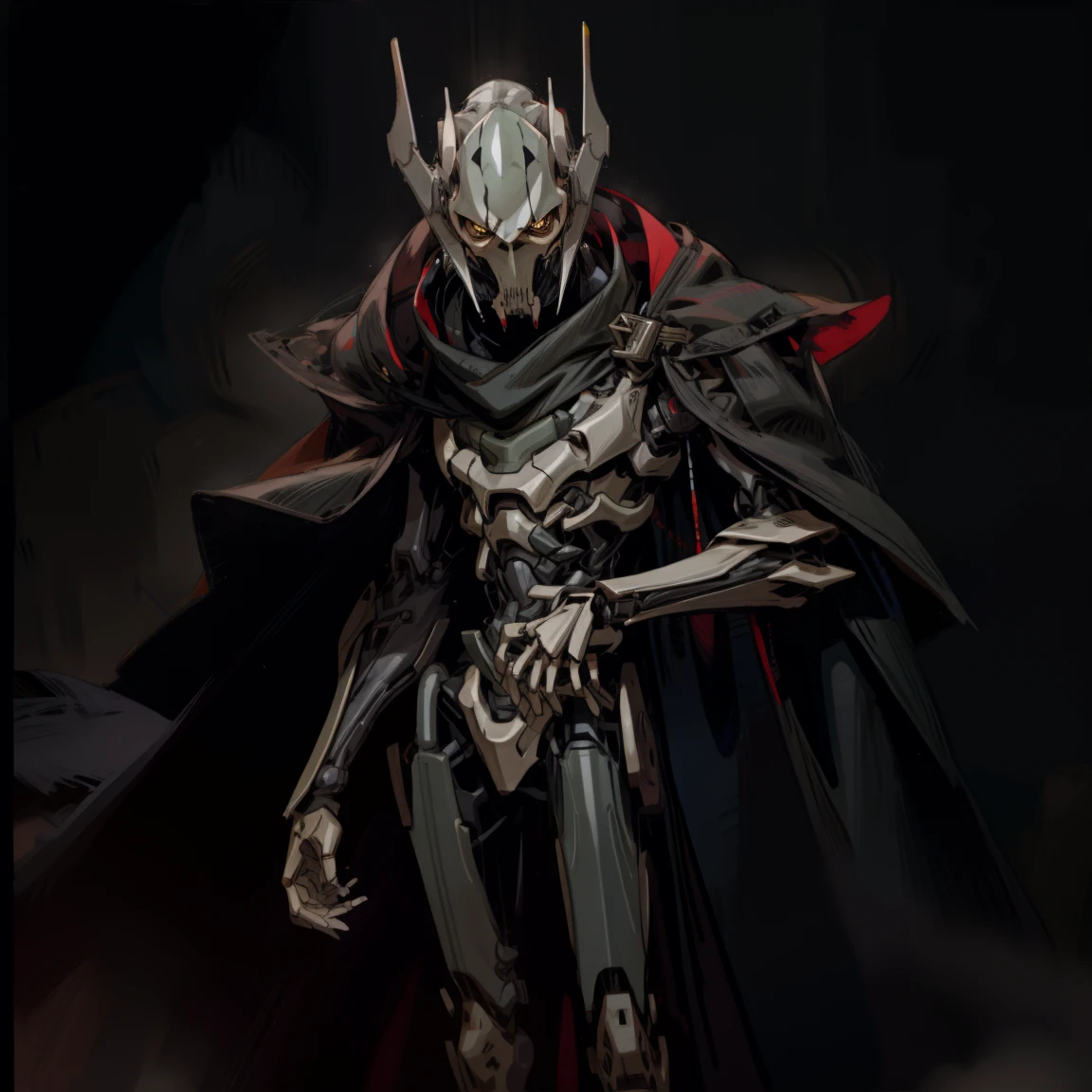 General Grievous, black cape, dark black shadowy background