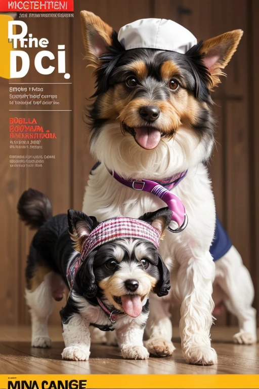 (((Magazine cover with main headlines illustration, propagandas, frases de destaque na capa da revista, Canine Cuteness is the title at the top of the magazine, Miniature Poodle dog)))), com camiseta aberta desabotoado estilo floral havaiano, wearing seed necklace around neck, wearing 3-glasses art fold, melhor qualidade, , ar livre,((((There is a Doctor in the image, he is A professional in the field of canine health, he is analyzing a Collie or border collie dog on a table))), with very long hair and albino fur color, brincando com seus Brinquedos em um lindo quarto fofo, Dog with an expression of happiness when he sees his owner, Cachorro com boca aberta, breed dog , German dwarf spitz, Lulu of Pomerania, Maltese ,Yorkshire Terrier, lindo Maltese posando para uma foto usando roupas fofas, fofo usando vestido fofo de princesa, luxurious hat, ties, Bandanas, vestido, cores fofas, pet store scene, dog clothing colors. low angle view, eye level shot (virilha),Just huge morbid thighs, gordinhas, extremamente grossas;,rima de trabalho, melhor qualidade, (Vista frontal), (vista da minhoca'olhos), perspectiva do olho do minhoca, low angle.two puppies playing, two dogs running.
