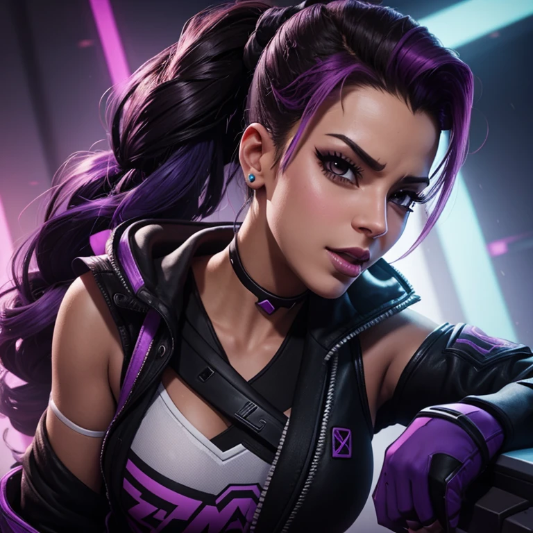 Sombra von overwatch masturbiert nakt mit einem dildo in ihrer muschi und hat einen Gesichtsausdruck der einen orgasmus gleicht