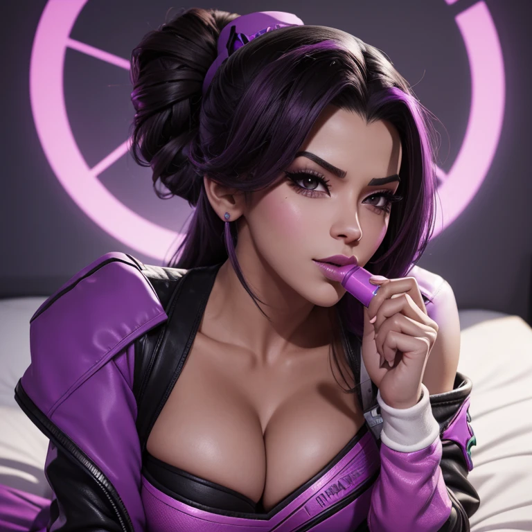 Sombra von overwatch masturbiert ohne kleidung mit einem dildo und hat einen orgasmus und hat einen Gesichtsausdruck der einen orgasmus gleicht