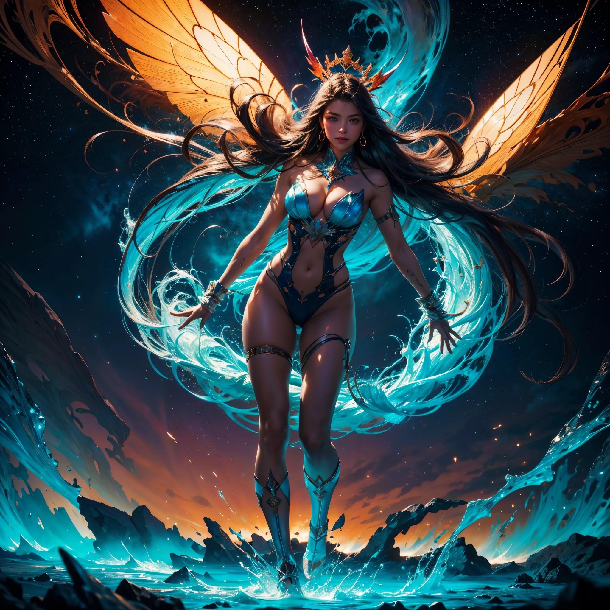 Hyper Vibrant Nebulae Octans by_Mappa Spacious Starry_sky Borealis ((🎈Sunset epic sunshine parabolic sunrise Rain_Color Colorful_liquid_on_naked_body:1.3 Colorful_body Colorful_ink_on_hair:1.2 Rainbow Abundant_colorful_liquids White_liquid fullbodye wet_Color_liquid)) In the vast expanse of the cosmos, a breathtaking image unfolds before your eyes. In the heart of a starry galaxy, vibrant nebula dance and swirl, their ethereal colors blending and intertwining. The scene is a symphony of cosmic beauty, with tendrils of interstellar dust and gas reaching out into the void. The stars shine with an otherworldly brilliance, illuminating the cosmic tapestry that stretches across the vastness of space. It is a visual feast for the senses, an awe-inspiring glimpse into the wonders of the universe. BREAK,Detailed,Realistic, highly detailed digital art,octane render, bioluminescent, BREAK,by Mappa studios,masterpiece,best quality,official art,illustration,ligne claire,(cool_color),perfect composition,absurdres, fantasy,focused,rule of thirds masterpiece meticulously intricate 🎠deep path equirectangular🎡 ultra_high-details extreme improved ultra_high-quality ultra_high-res ultra_photo-realistic optimal ultra_sharpness perfection accurate volumetric SunLight Lightning_contrast global_illumination cgi vfx sfx reflex Octane_rendered ultra_high-def UHD XT3 DSLR HDR romm rgb pbr 3dcg fxaa blu-ray vivid colors-coded anti-aliasing fkaa txaa rtx ssao opengl-shaders glsl-shaders post-processing post-production cell-shading tone-mapping ❤luminescence 😘glow 👩Heart hearth Crystalline butterfly earth invoke monarch magic fleuraison monster monstrous creature sundrop slide onyx summon transparent ruby Earth hearth bloom flash Tourmaline opal strange glow hole reflection varies multi etc. --s 1000 --c 20 --q 20 --chaos 100
