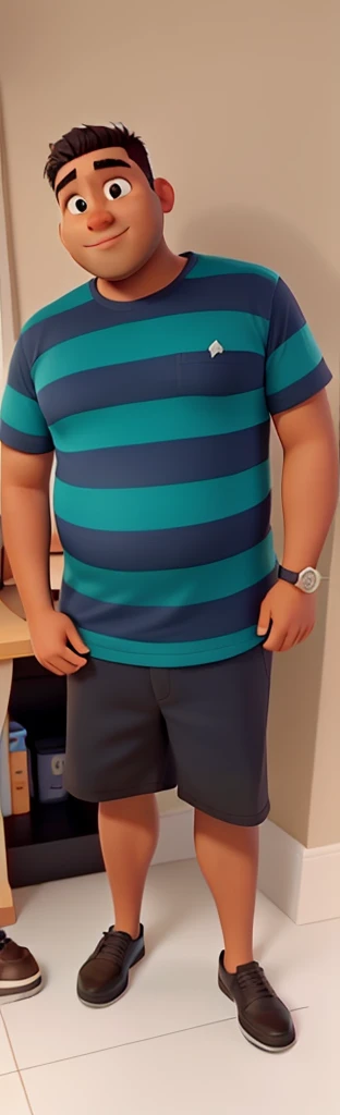 a fat dark man with short hair