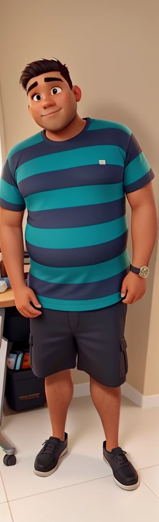 a fat dark man with short hair