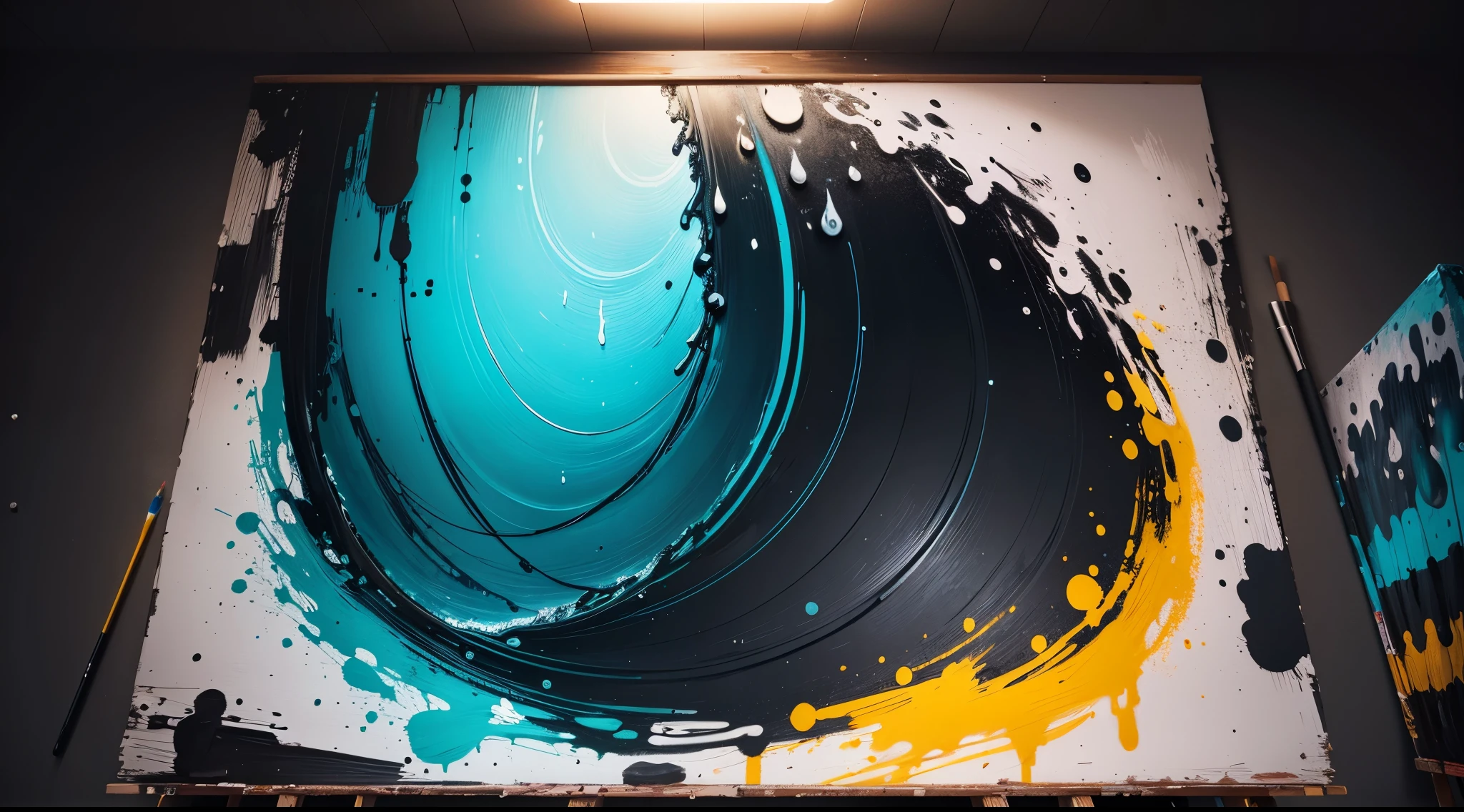water,colorful,neon,watery,high resolution, high quality,neon colors, dark grey background, black grey grdient, painting art, painting, cadre