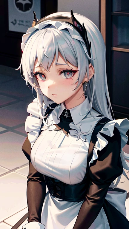 Close-up of a woman in a white and black dress, gothic shoujo anime girl, Anime girl wearing black dress, Cute anime waifu wearing beautiful clothes, Anime girl wearing maid outfit, Elegant Gothic princess, guweiz, guweiz on pixiv artstation, guweiz on artstation pixiv, beautiful anime girl