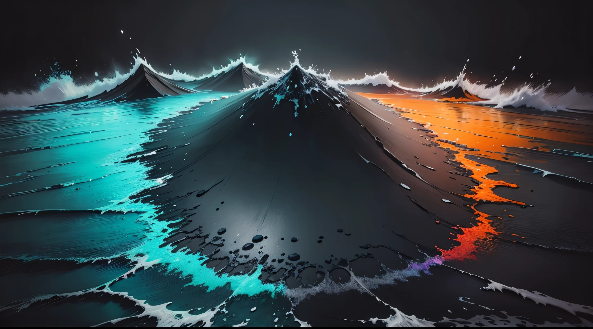 water,colorful,neon,watery,high resolution, high quality,neon colors, dark grey background, black grey grdient, painting art, painting, cadre