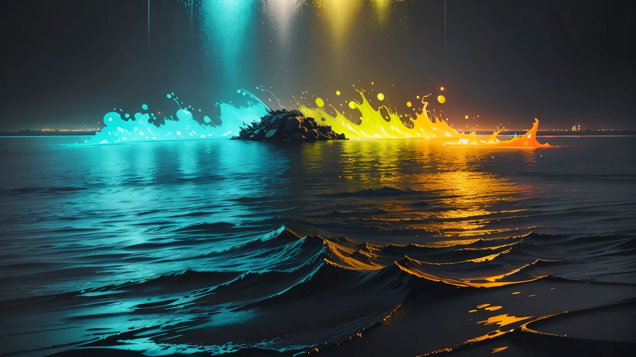water,colorful,neon,watery,high resolution, high quality,neon colors, dark grey background, black grey grdient, painting art, painting, cadre