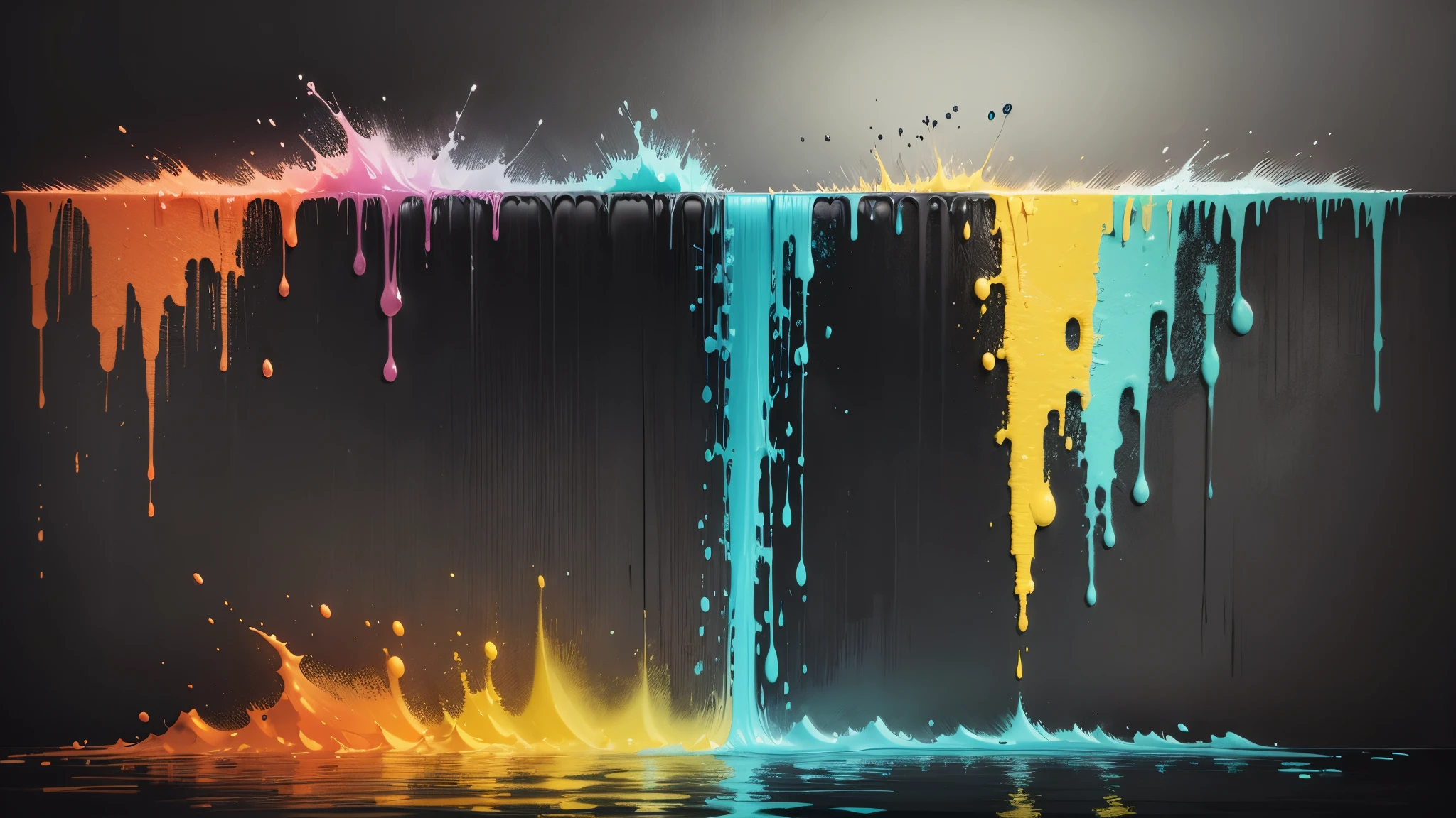 water,colorful,neon,watery,high resolution, high quality, dark grey background, black grey grdient, painting art, painting, cadre