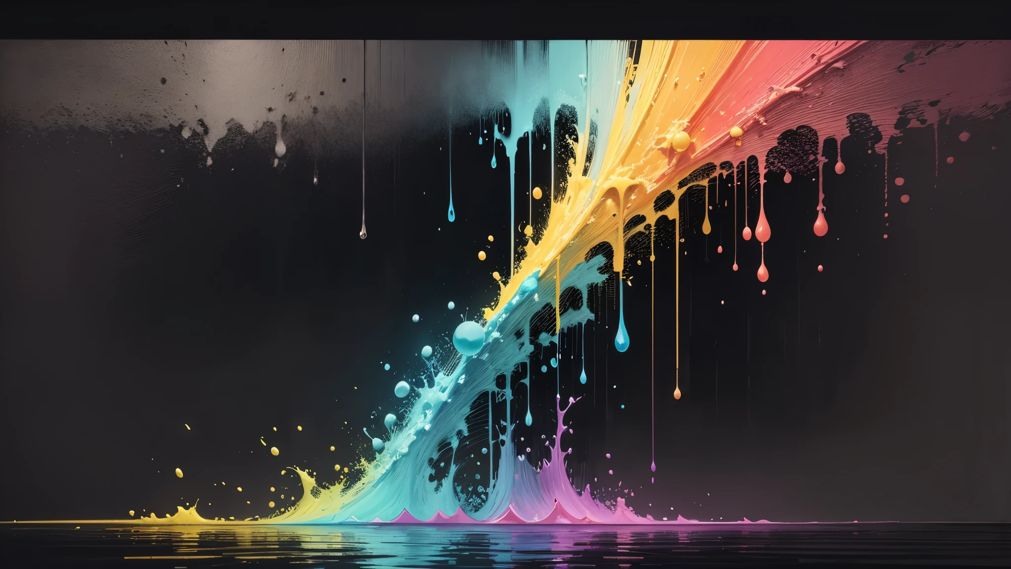 water,colorful,neon,watery,high resolution, high quality, dark grey background, black grey grdient, painting art, painting, cadre