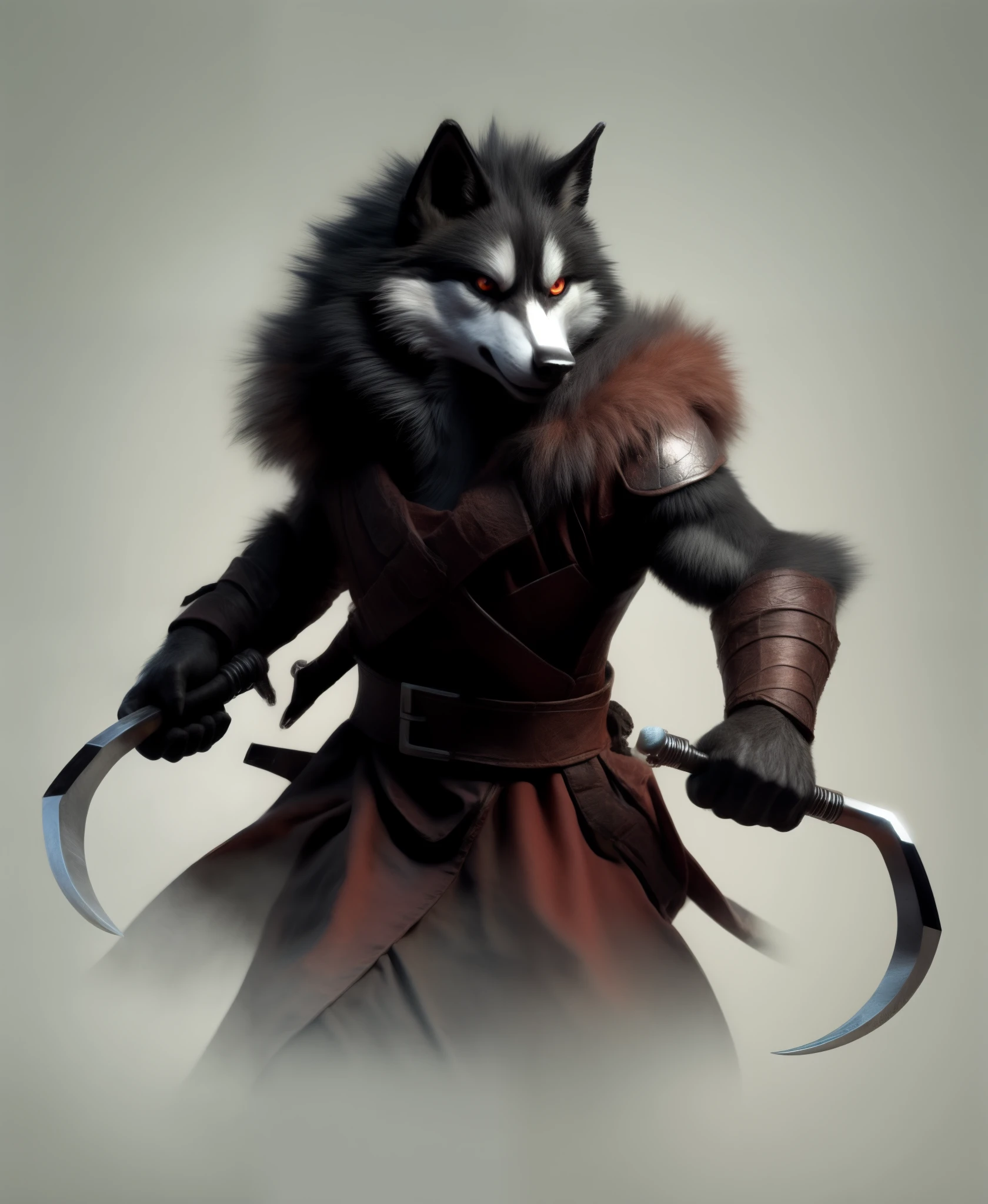 deathwolf, holding sickle weapons,BREAK,