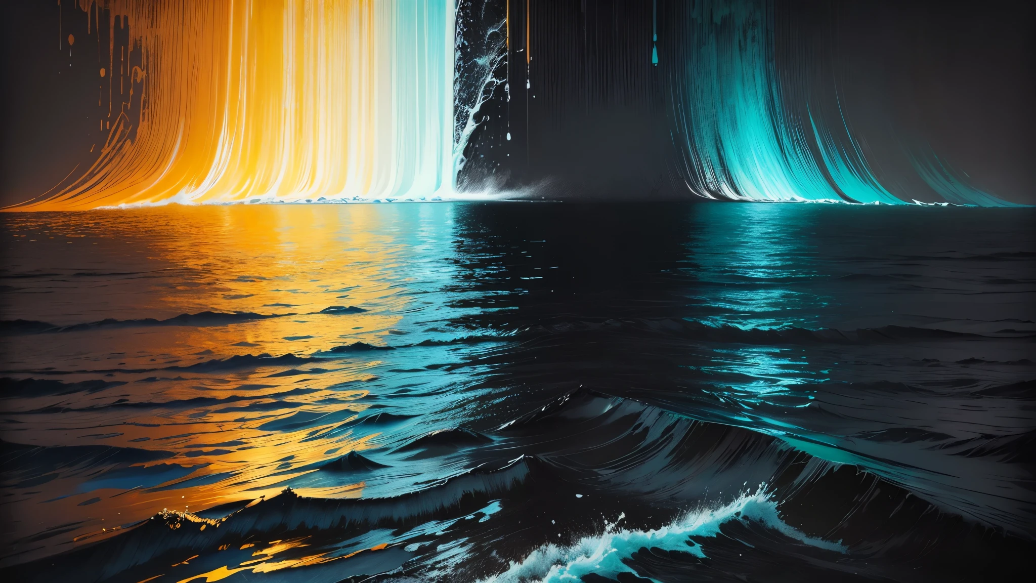 water,colorful,neon,watery,high resolution, high quality, dark grey background, black grey grdient, painting art, painting, cadre
