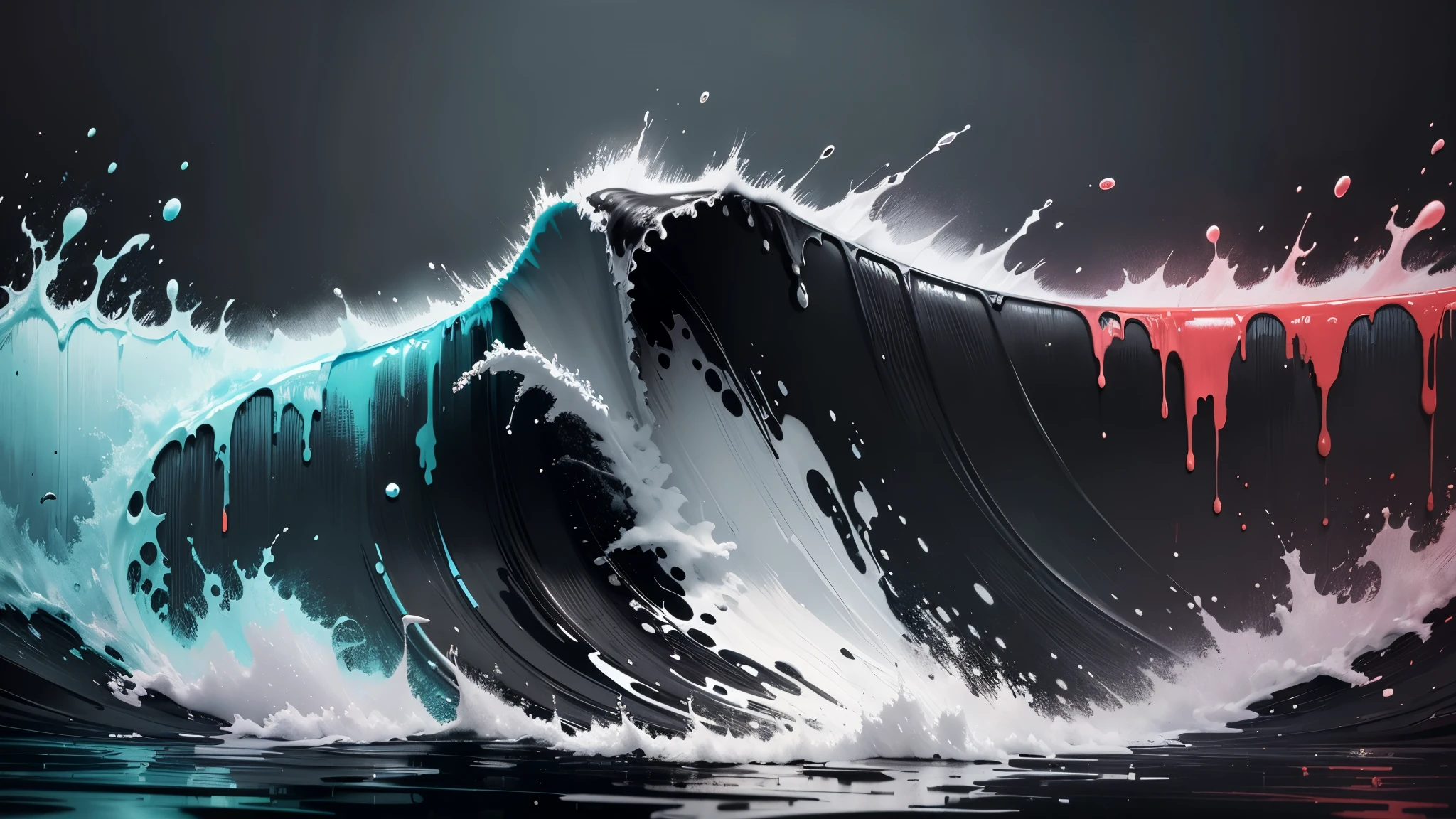 water,colorful,neon,watery,high resolution, high quality, dark grey background, black grey grdient, painting art, painting, cadre