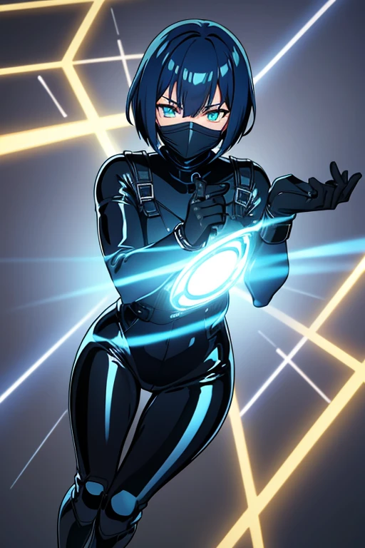 Japanese Manga《GANTZ》, Kei Kishimoto, short hair, all_fours, v, Medium breasts, Black Combat Tights, Thigh gap,
