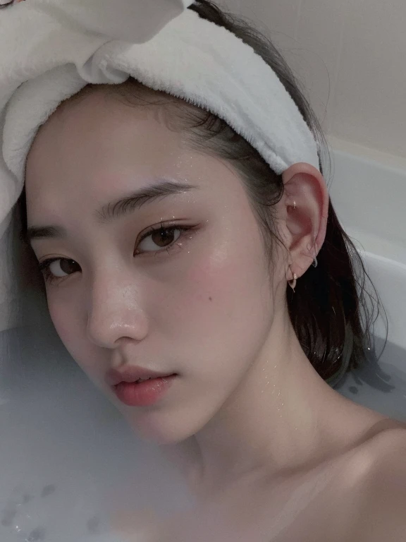 woman in a bathtub with a towel on her head, Jinyoung Shin, Kiko Mizuhara, sakimichan, dilraba dilmurat, maquiagem sul-coreana popular, maquiagem coreana popular, Xisionwu, Ulzzang, Heonhwa Choe, Xintong Chen, 18 anos de idade, Seseon Yoon