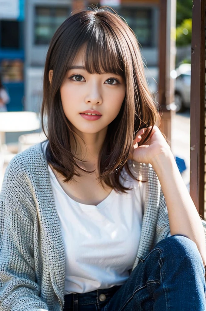 (8k、raw photography、de primera calidad、masterpiece:1.2)、(realista、Fotorrealista:1.37)、Ultra detallado、Super high resolution、1 chica、ver al espectador、hermosa cara detallada、Una sonrisa、Constriction、(cintura delgada) :1.3)、Hermosa piel detallada、textura de la piel、pelo flotante、professional lighting、Todo el cuerpo humano、Japanese Yukata、la noche、Escalones de piedra del santuario、pelo bob rosa、 feliz、apoyar、pelo rosa, Hairstyle with two pink bows, realistic round cyan blue eyes: 1.3, realistic look, well positioned eyes, short pink hair, modern bob hairstile pink hair, realistic face, beautiful face, realistic eyelashes, very photorealistic girl, closed mouth, pretty lips, pastel pink skin tone, posing for a photo, realistic eyelashes, very realistic image, soft mouth, completely closed mouth, pretty lips, detailed lips, beautiful lips,closed mouth, pretty lips, realistic body, athletic body, curvy girl, sexy girl, nice girl body, nice chest, realistic chest, medium-big chest, nice girl body, white t-shirt with rips and studs, graphic prints of punk bands, with t-shirt with manga image, long jeans with worn-out tears, blue texan jacket , white and pink snackers, photorealistic,
