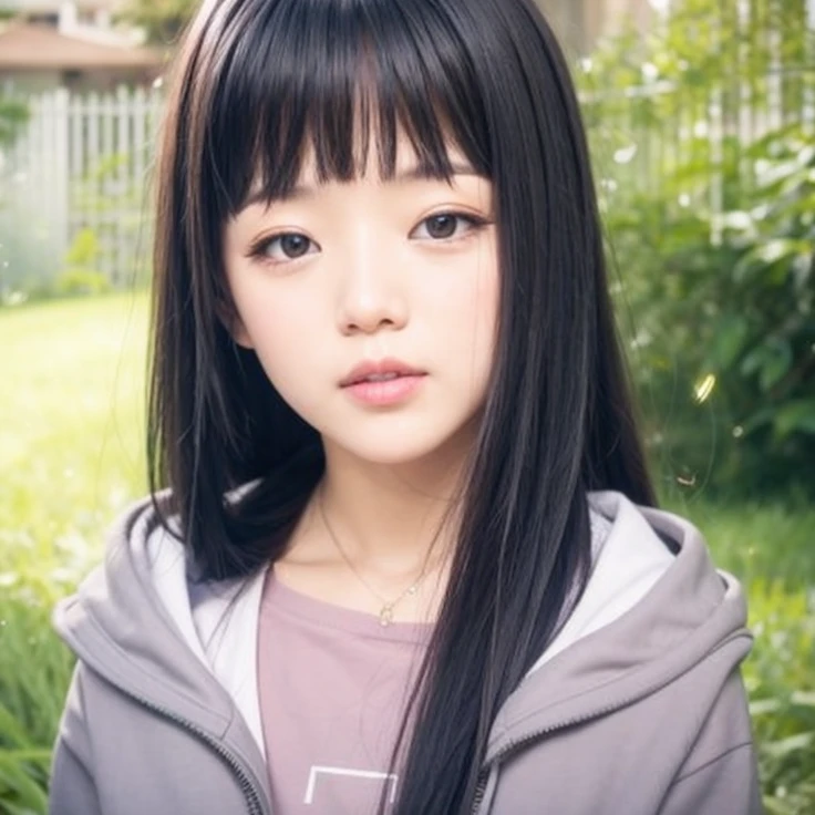 from above,(wariza:2),Sad face,look up,hold out your right hand,Elementary school girl with long black hair