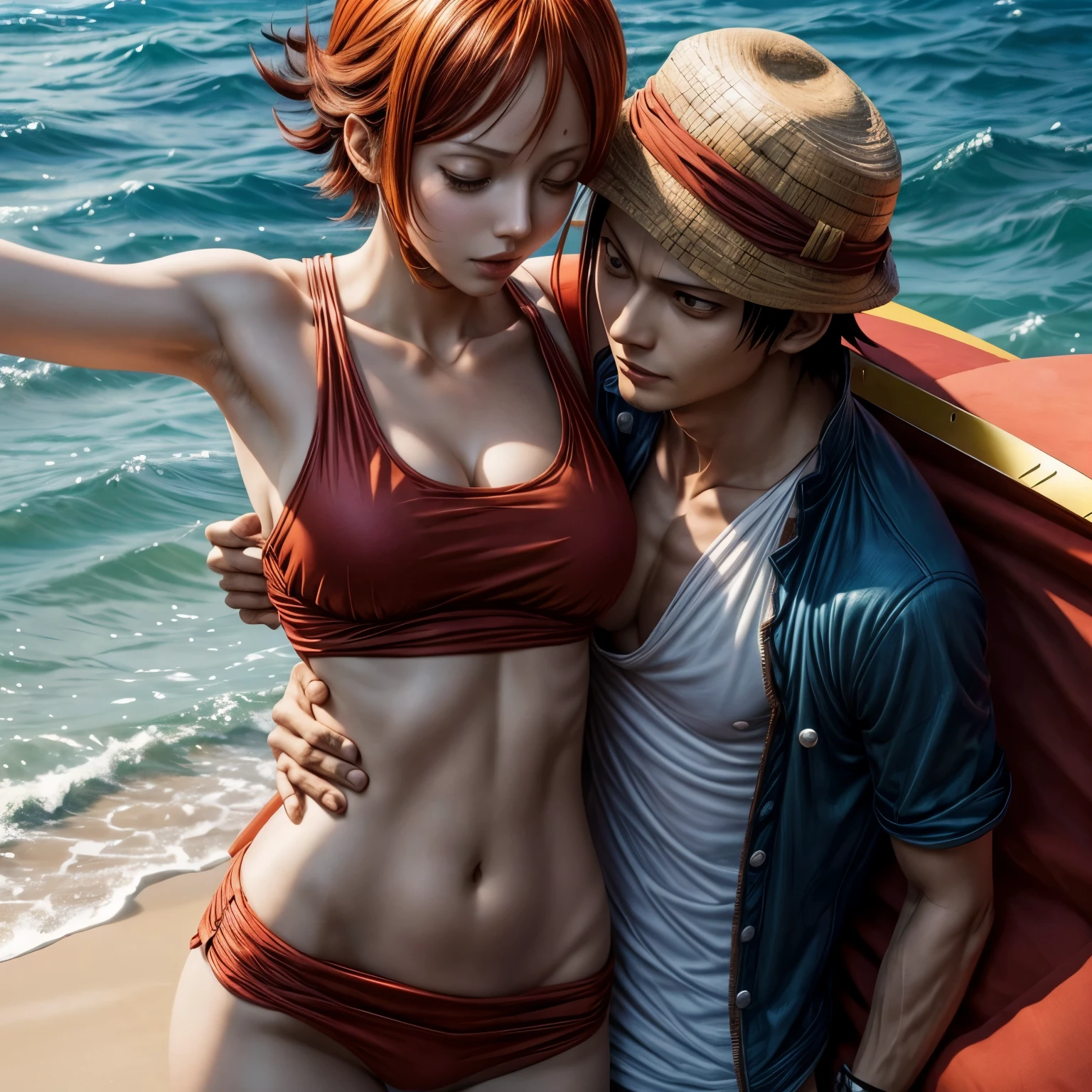 Nami from onepiece and luffy from onepiece who is a boy. Luffy is raping and touchknappene nami. Dick sukcing nami