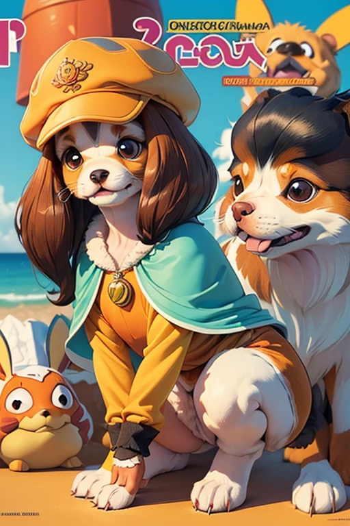 (((Magazine cover with main headlines illustration, propagandas, frases de destaque na capa da revista, Canine Cuteness is the title at the top of the magazine, Collie breed dog)))), using 3D cinema glasses, obra de arte, melhor qualidade, , ar livre,(((( Cavalier King Charles Daniel puppy
, dog usando Roupa de capuz com orelhinhas do Picachu, with your tongue out happily ))), with very long hair and albino fur color, brincando com seus Brinquedos em um lindo quarto fofo, Dog with an expression of happiness when he sees his owner, Cachorro com boca aberta, breed dog, posando para uma foto usando roupas fofas, fofo usando vestido fofo de princesa, luxurious hat, ties, Bandanas, vestido, cores fofas, pet store scene, dog clothing colors. low angle view, eye level shot (virilha),Just huge morbid thighs, rima de trabalho, melhor qualidade, (Vista frontal), (vista da minhoca'olhos), perspectiva do olho do minhoca, low angle.