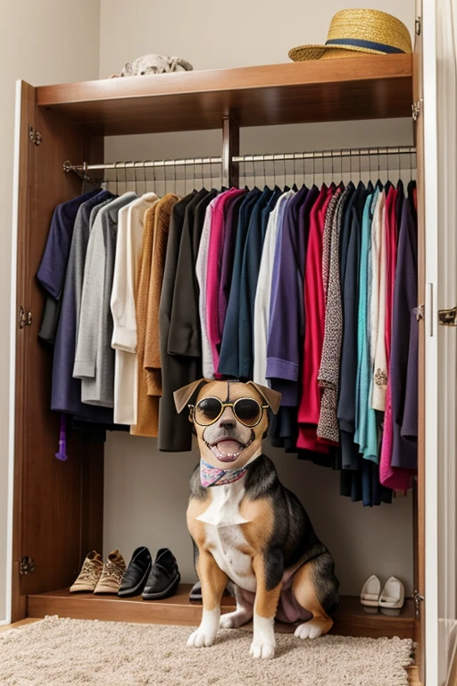 Create clothes for puppies and pets displayed in closets, cabides, prateleiras, camiseta, ties, gargantilha, Hat, casaco, blazer, terno, pijamas, tocas, funny glasses. Bandanas