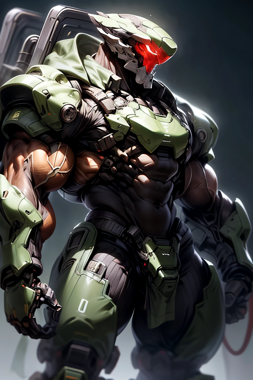 (((An epic and visually stunning digital anime obra de arte featuring a sylphlike masculine ((macho:1.5)) Soldado ciborgue dieselpunk militar decorado, vestido com um casaco militar de couro elegante, but tactical, blindado e decorado:1.2))), (((flat masculine macho chest:1.5, full mechanical helmet, capacete mecha com olhos estreitos laranja:1.5))), (((o personagem adornado em um (Sci-fi tactical armored waterproof jacket with open front and built-in exoskeleton:1.5) (sobre uma armadura moldada, mas super elegante e reveladora, com recortes na cintura:1.3), the armor is beautifully engraved:1.4))), A imagem mostra as complexidades da armadura e das roupas do personagem:1.5, ((capturing its whimsical essence and heavy mecha aesthetic:1.2)). The character also has an androgynous charm., (((with slender physique, mas fortemente musculoso:1.2, sylph-like with an elegant waist, toned cybernetic arms, mas lindamente elegantes:1.3, mechanical arms and legs:1.3, lock muscles:1.3))), olhando para o espectador, (((brass metal armor and brown leather, dieselpunk:1.3))), (((profundidade de campo, cinematic lighting, chromatic aberration, rastreamento de raio, Ultra HD, obra de arte, covered top of head, super detalhe, detalhes altos, alta qualidade, premiado, 8k, high resolution)))