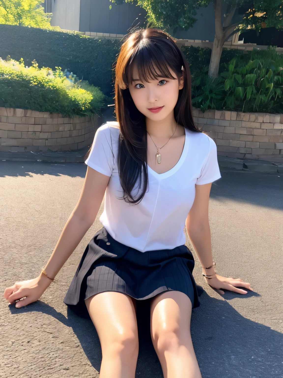 1 girl、high quality、high resolution、Eyes are double and patchy、hair is medium long、plump breasts、real hands、real feet、Absolute area between knee socks、short skirt、Skirt flip、legs open、