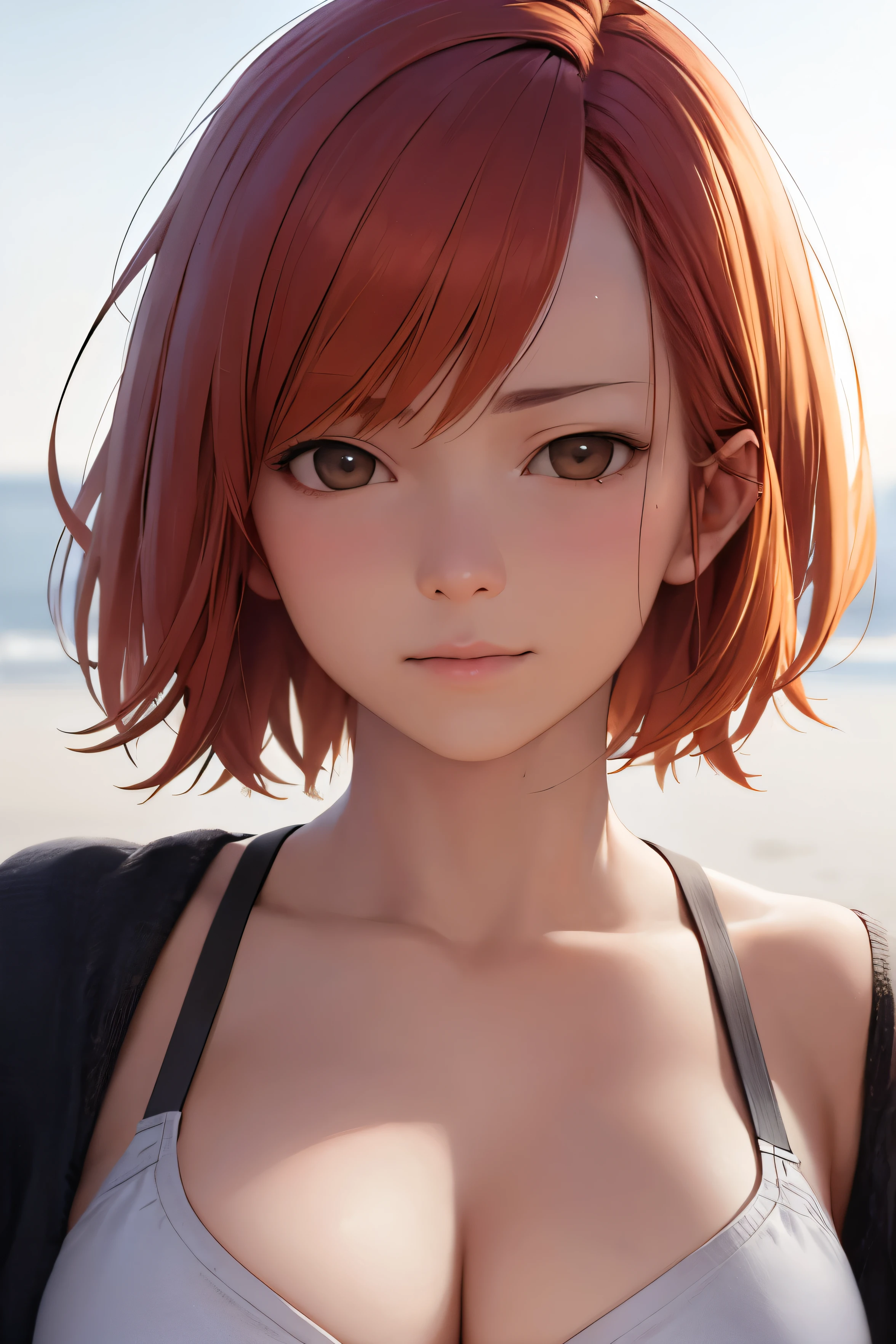 ((best quality)), ((masterpiece)), (realistic), perfect face, Nobara Kugisaki, orange short hair