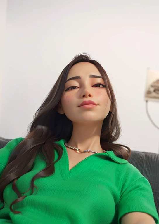 arafa woman sitting on a sofa with her eyes closed and her eyes closed, ela tem um rosto fofo, imagem vazada, Ayahuasca, nodded, Julia Fontes, imagem de qualidade muito baixa, com rosto preciso, ruan fofo vtuber, ela expressando alegria, imagem de perfil, imagem de perfil, thick lips, selfie de uma jovem