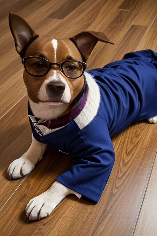 Crie Roupas Para cachorrinhos e pets exposto em , prateleiras, camiseta, ties, gargantilha, Hat, casaco, blazer, terno, pijamas, tocas, funny glasses. Bandanas, roupinhas fofas para pets, dynamic photography. Some pieces of dog clothing on the floor seen from above by the viewer.