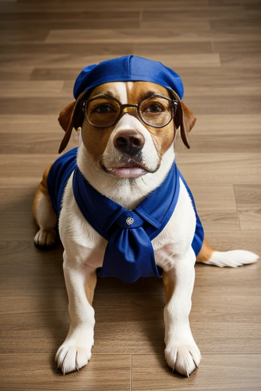 Crie Roupas Para cachorrinhos e pets exposto em , prateleiras, camiseta, ties, gargantilha, Hat, casaco, blazer, terno, pijamas, tocas, funny glasses. Bandanas, roupinhas fofas para pets, dynamic photography. Some pieces of dog clothing on the floor seen from above by the viewer.
