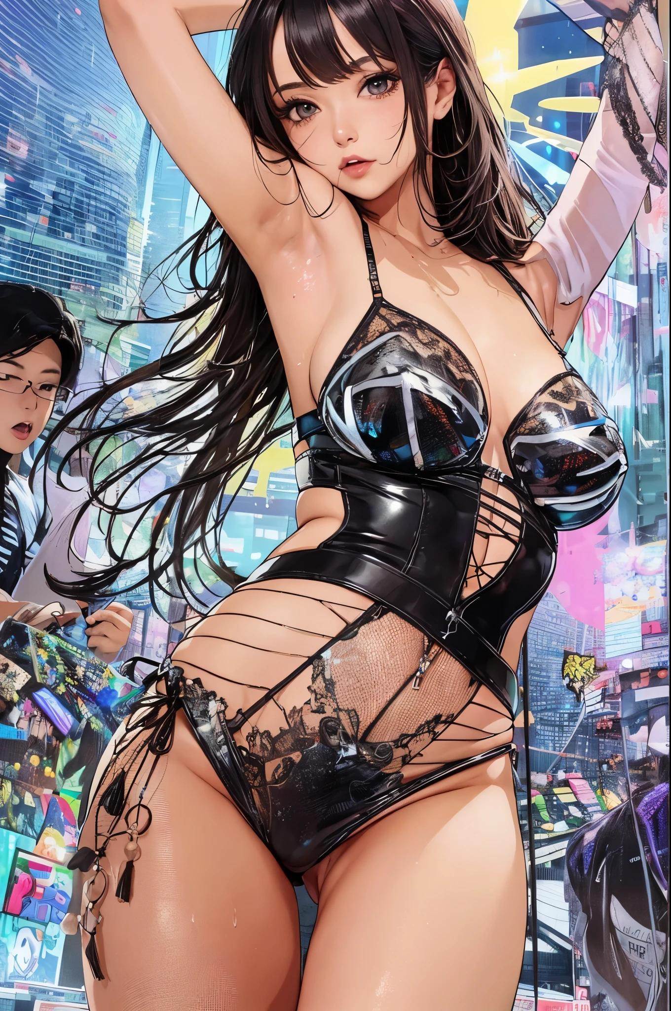 (vulgar),Juliana Tokyo,Japan Woman、super breast,Sweaty skin,juice from having an orgasm,vaginal secretions,vulgar disco club、vulgar dance、crowd