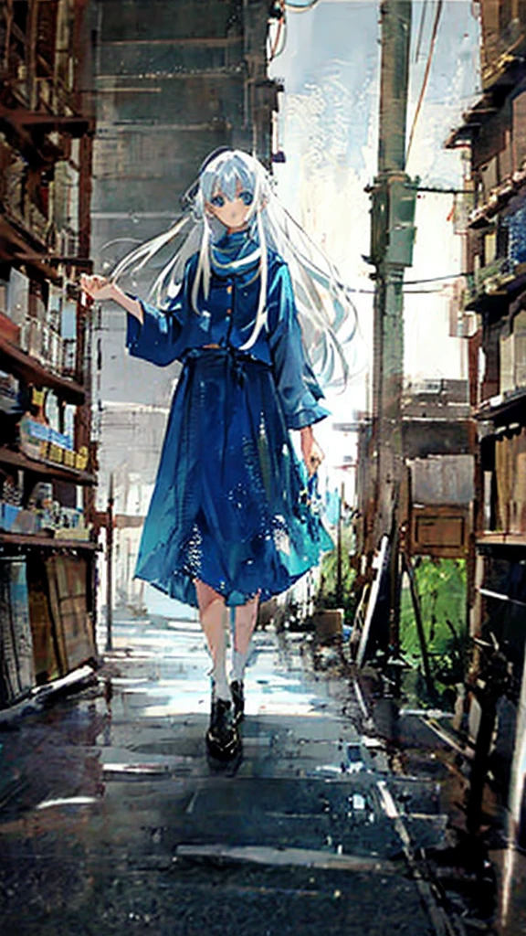 Long blue-white hair