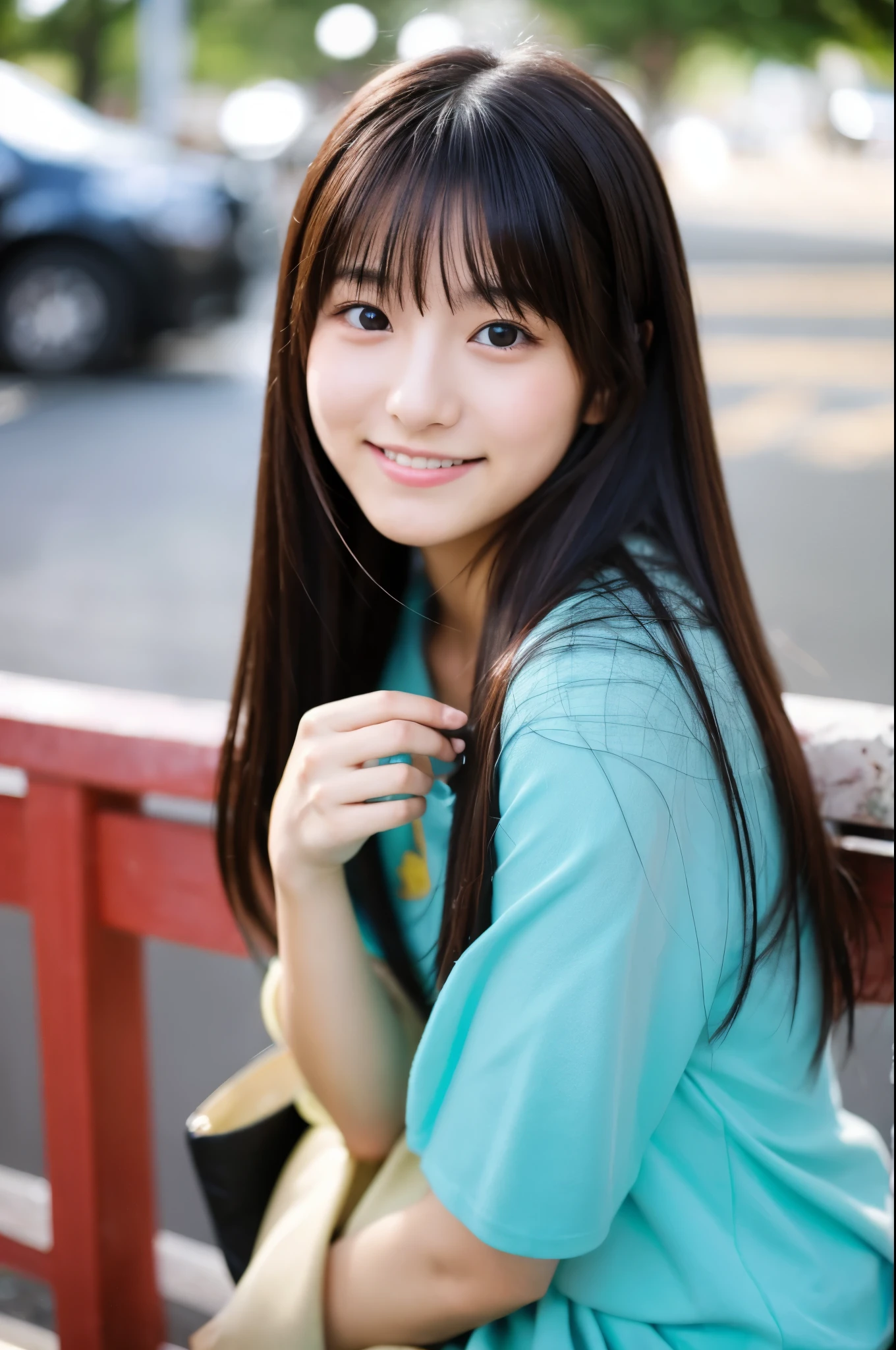 A cute Japanese woman。all around 20 years old。a picture
