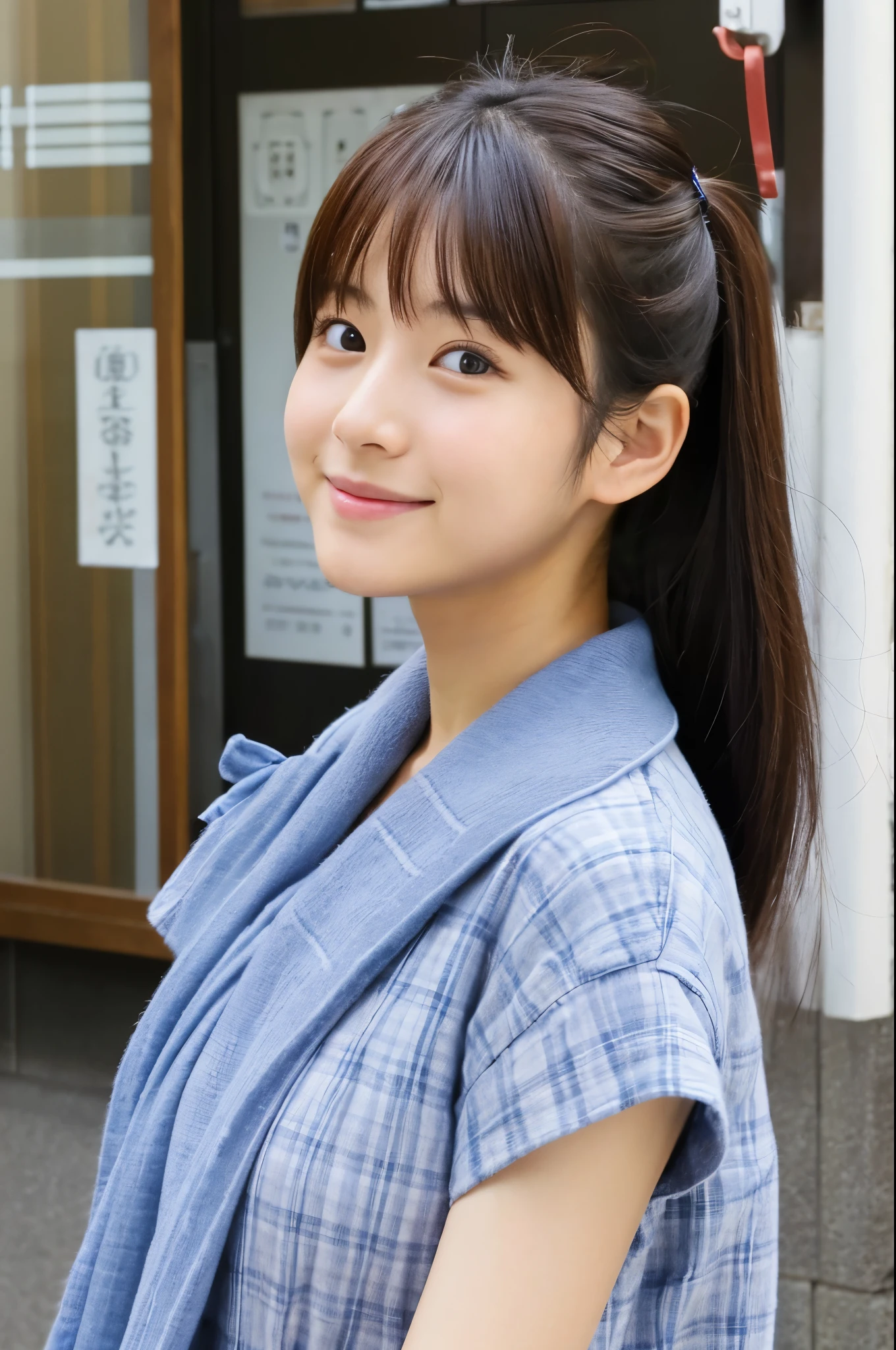 A cute Japanese woman。all around 20 years old。a picture
