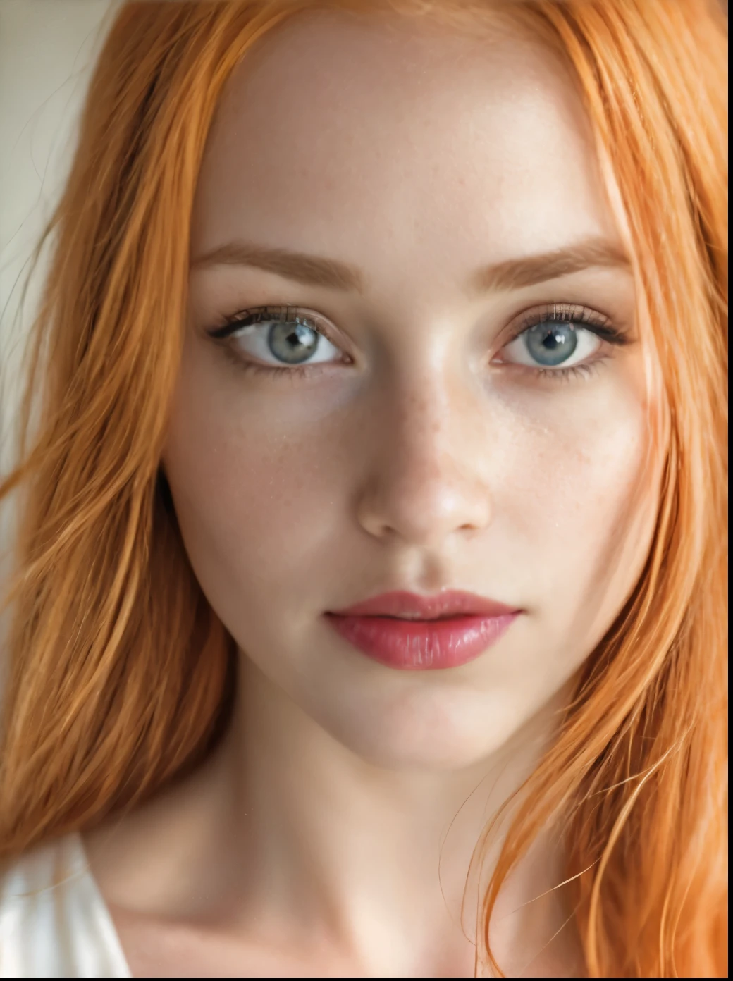 a close up of a woman with freckles and blue eyes, light freckles, redhead girl, freckled, light cute freckles, freckles, red hair and freckles, ginger hair with freckles, elegant freckles, freckled face, freckled pale skin, with freckles, redhead woman, hint of freckles, freckle, cute freckles, beautiful and realistic faces, beautiful photorealistic imagery