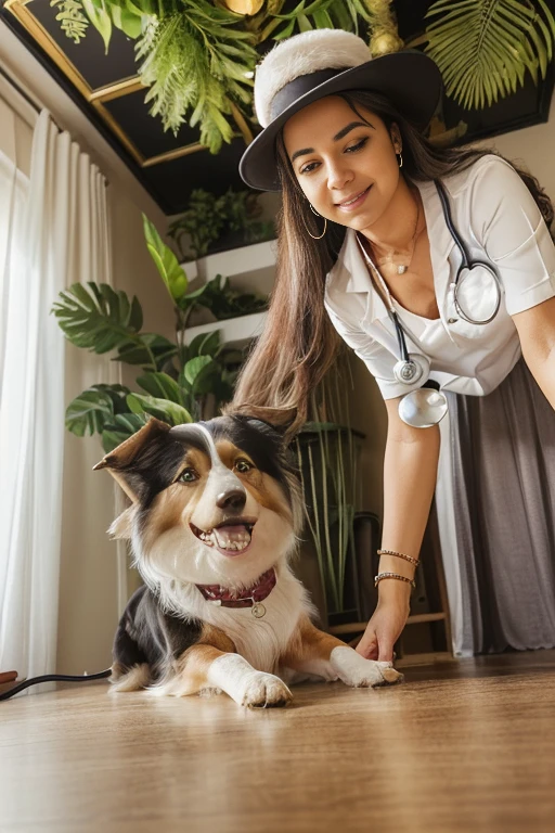 dogs in the consultation room,perto dele stethoscope