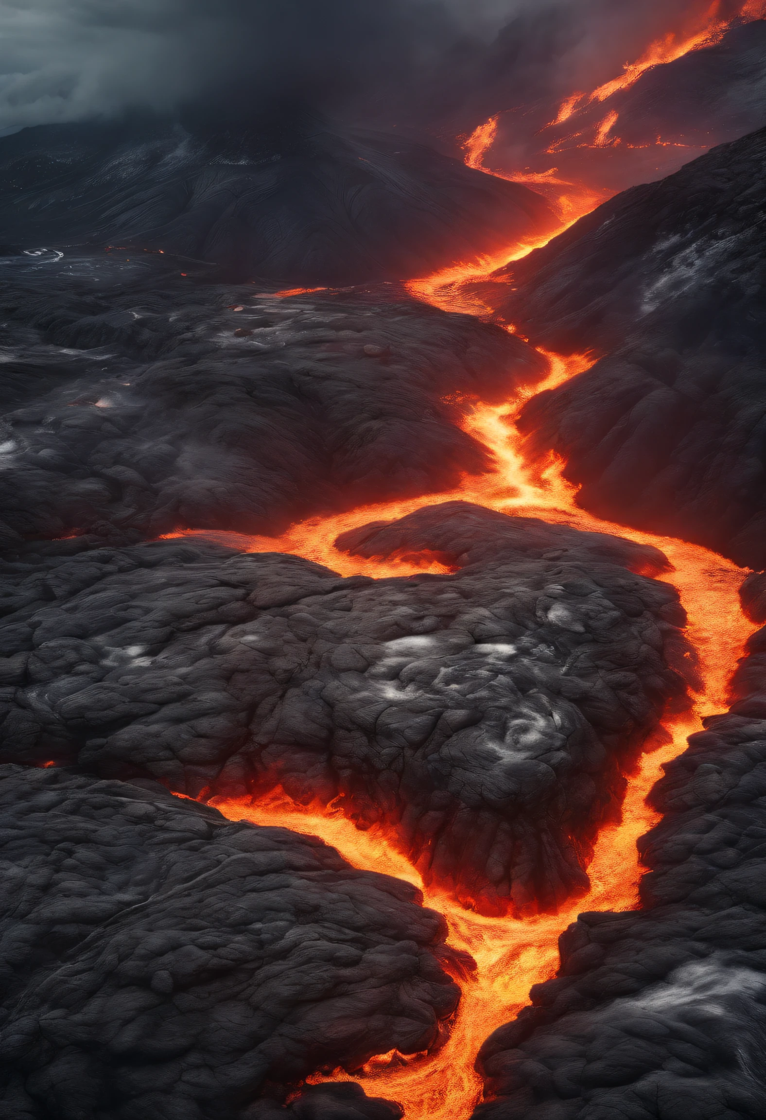 Close-up,Aerial view,Dramatic light,erupting lava,Pico Dante,volcanos