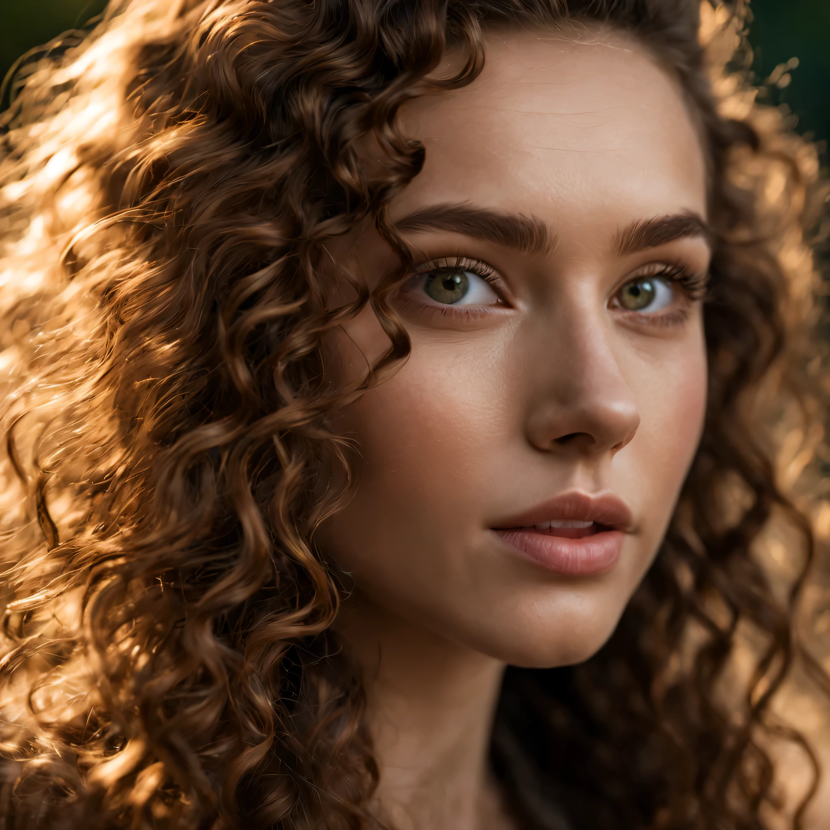 ((full body )) portrait photo of a beautiful 25 years old european woman, endless long (extra long curly brown hair), Award - winning photograph, Masterpiece, 8k, ultra high res, hyper detailed, beautiful woman, perfect face, rule of thirds, Perfect eyes, Perfect iris, perfect pupils, (perfectly round iris:1.3), Perfect lips, Perfect teeth, dimples, perfect nose, highly detailed hair, ((detailed face)), ((detailed facial features)), (finely detailed skin), pale skin, realistic skin texture, extreme skin details, (pores:0.1),(sweaty:0.8), insane details, intricate details, amazing fine detail, photorealistic, photograph, photorealism, rich colors, lifelike texture, neutral colors, Soft front light,cinematic lighting, dramatic lighting,dappled light on face, backlight on hair, sharp focus, wide angle, film grain, dslr, raw photo, photographed on Nikon