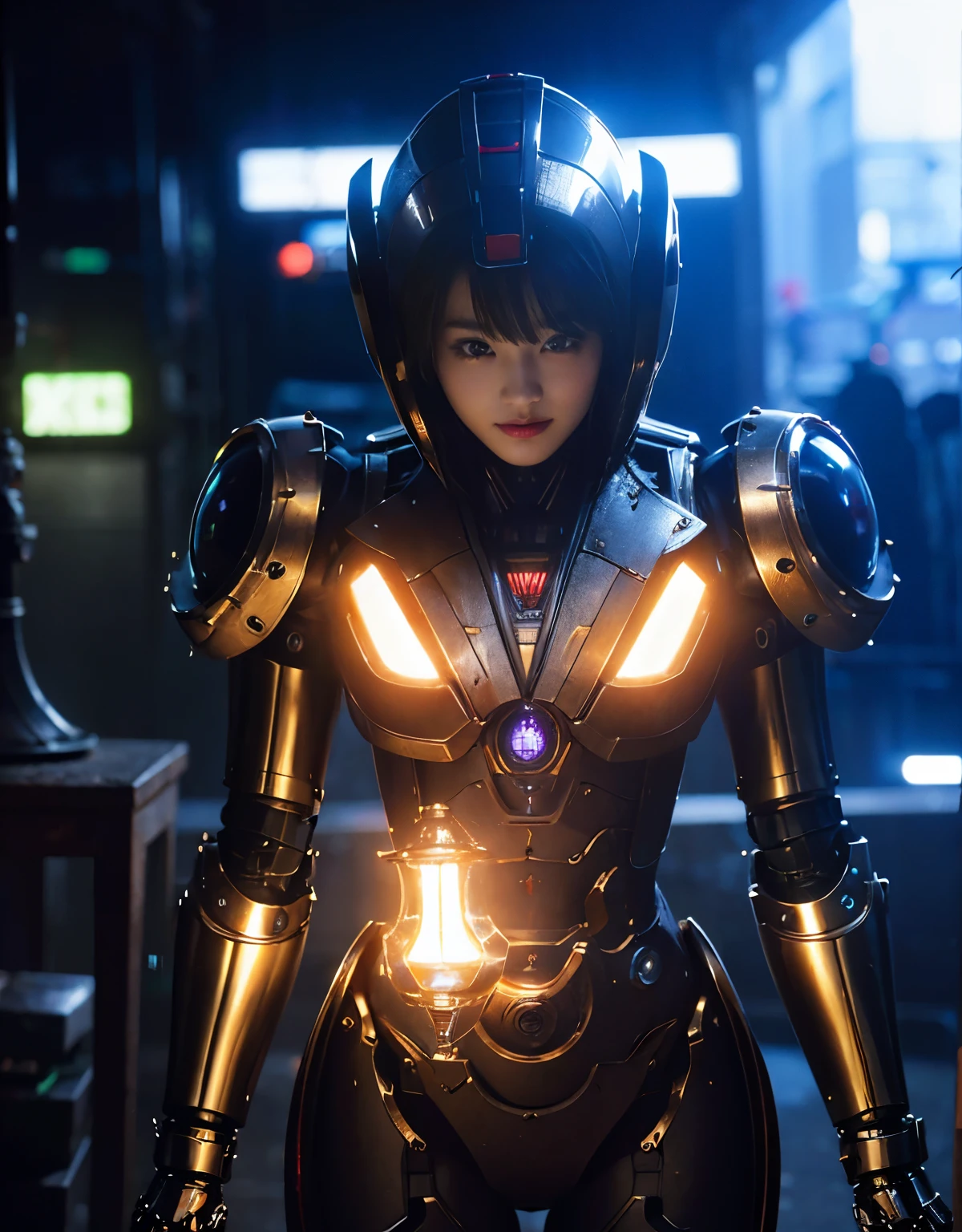 (Skimpy mechanical girl and alien background)、(Mystical expression)、highest quality、masterpiece、Super high resolution、(Photoreal:1.4)、RAW photo、1 girl、glowing skin、(((1 Mechanical Girl)))、Heavy chest、(red metalボディスーツ)、(Natural alien background to fight aliens)、(Small LED)、((Super realistic details))、vertical giant monster background),global illumination、Shadow、octane rendering、8K、super sharp、robotの背景、big breasts、Raw skin exposed in the cleavage、red metal、intricate decorative details、Japan details、very intricate details、realistic light、(Mystical expression),CG Society Trenlow Eyes、Eyes shining towards the camera、Mechanical marginal blood vessels connected to neon detail tubes)、(Wires and cables connecting to the head)、Small LED、,mechanical thighs、two stock、(Hands are also made of machines)、robot、future alien、Please wear a mechanical helmet、transparent face guard on helmet、