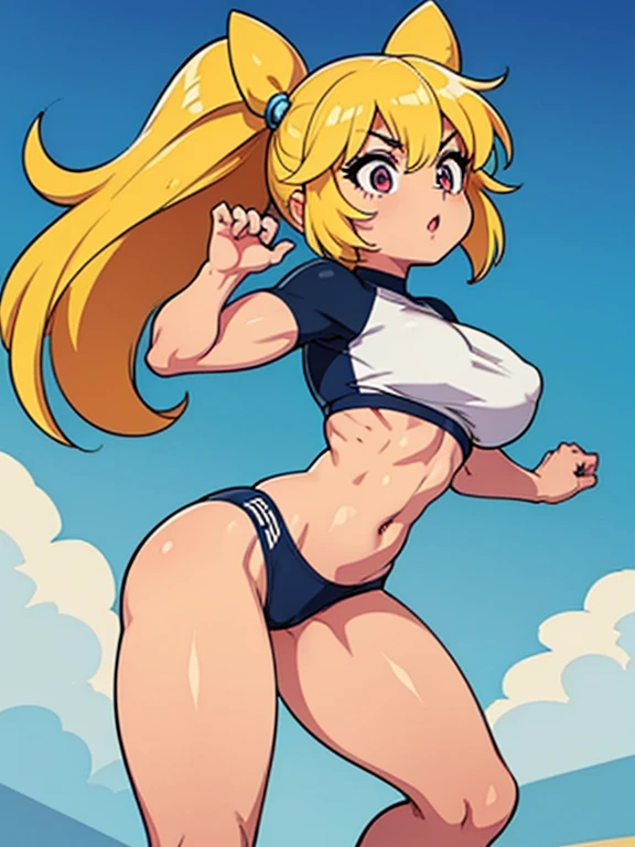 ((melhor qualidade)), ((obra de arte)), (detalhado), rosto perfeito foco em pernas grandes e fortes Hello Kitty, reimagining her with defined muscles and an athletic posture. deixe ela confiante e poderosa, add elements that highlight your physical strength. Vista a Hello Kitty com roupas esportivas elegantes, suggesting a fusion between cuteness and power. Explore details like sculpted muscles, confident expression and perhaps accessories that highlight the fitness theme, creating a unique image that conveys a motivating and sporty vibe. foco em pernas grandes e fortes