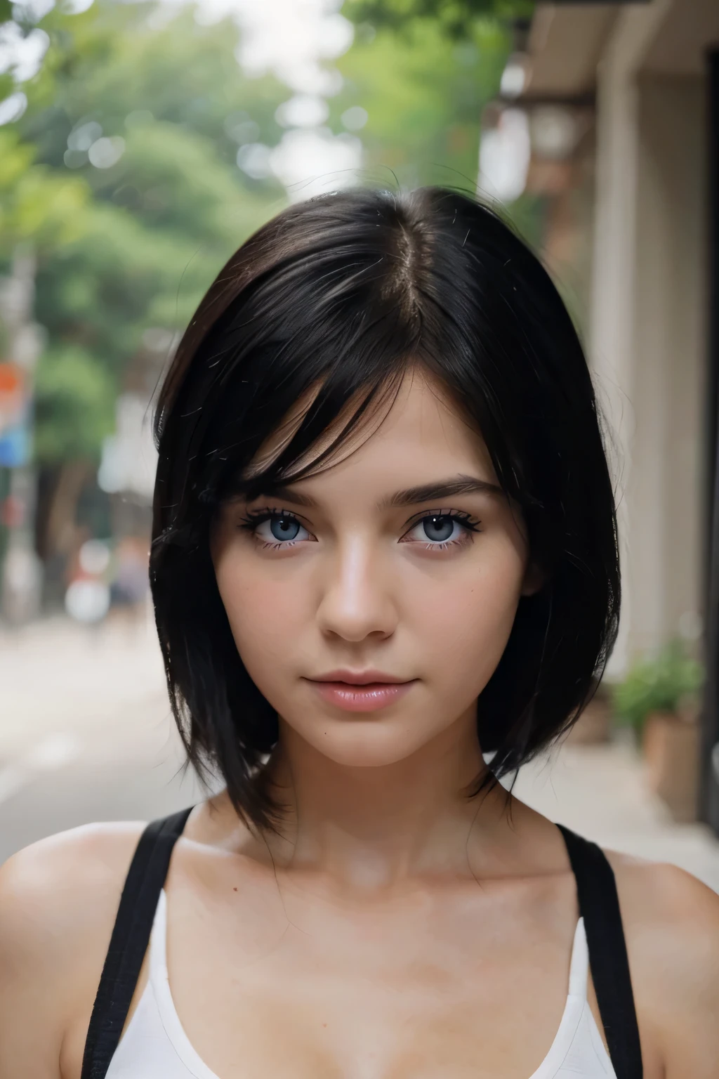 black hair white skin blue eyed realistic beatiful girl