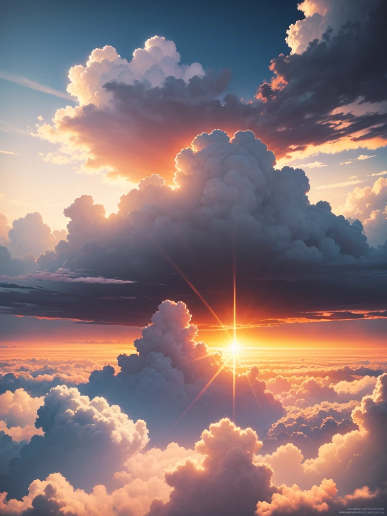 Sky, clouds, sun, ultrasharp, 8K, anime, manga