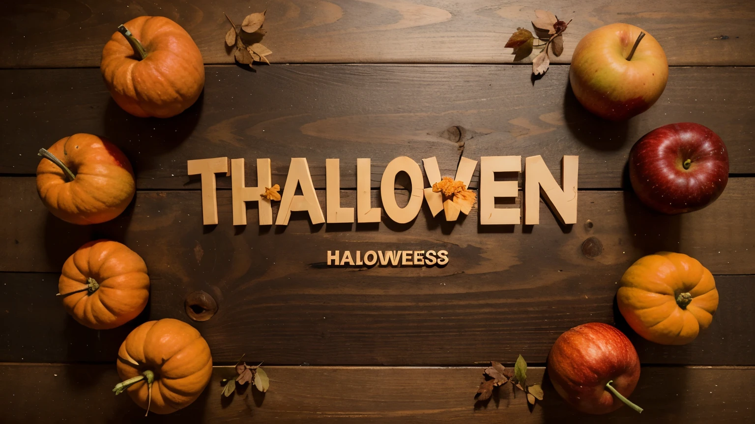 thanksgiving background apples pumpkins and fallen leaves on wooden background copy space for text halloween thanksgiving day or seasonal background design mock up