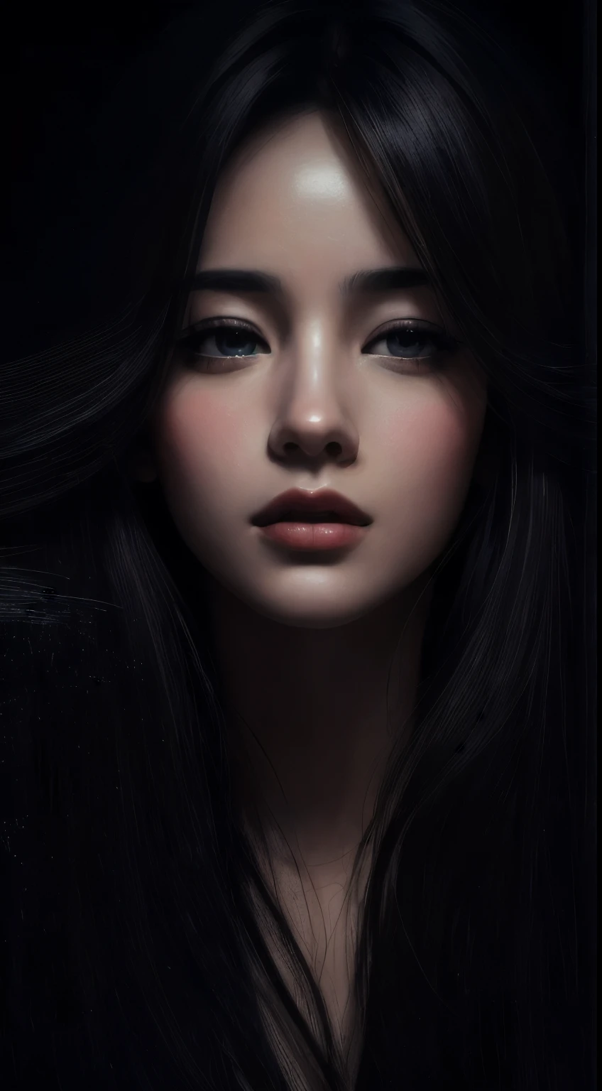 masterpiece, Best Quality, Illustration, Ultra-detailed, finely detail, hight resolution, 8K Wallpaper, Perfect dynamic composition, Beautiful detailed eyes , open mouse, Sexy face,Face feeling ecstasy,Face at the peak of sexual arousal, looking at viewer, ((Dark background)), in the style of Mark Demsteader