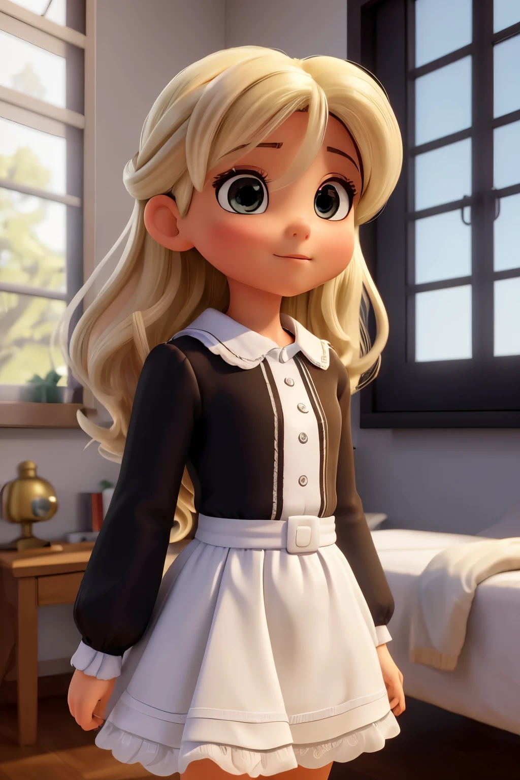Melhor qualidade, obra-prima, ultra alta res, (fotorrealista: 1.4), foto crua, 1 (angelic expression), cabelo preto longo, olhos castanhos, olhos e rosto redondos detalhados.