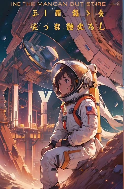 In a world where space exploration is at its peak, A determined and ambitious young girl named Lily dreams of becoming an astronaut. Grew up in a small town, She faces countless challenges and obstacles, But her passion for the stars and unwavering determination propels her forward. With her wisdom, resilience, and a heart full of dreams, Lily embarks on a journey，Take her to the prestigious International Space Academy and add name tag of sumit in the upper right corner 